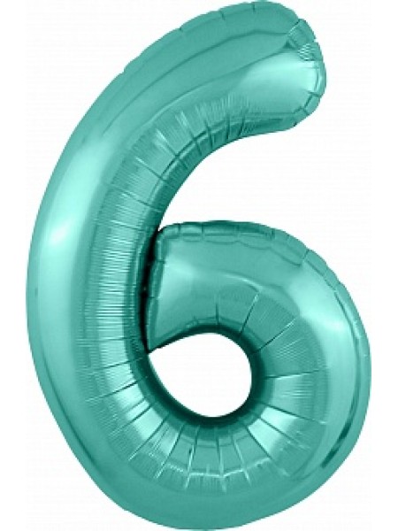 Фольгированный шар с гелием "Цифра 6, Бискайский зеленый" 102 см